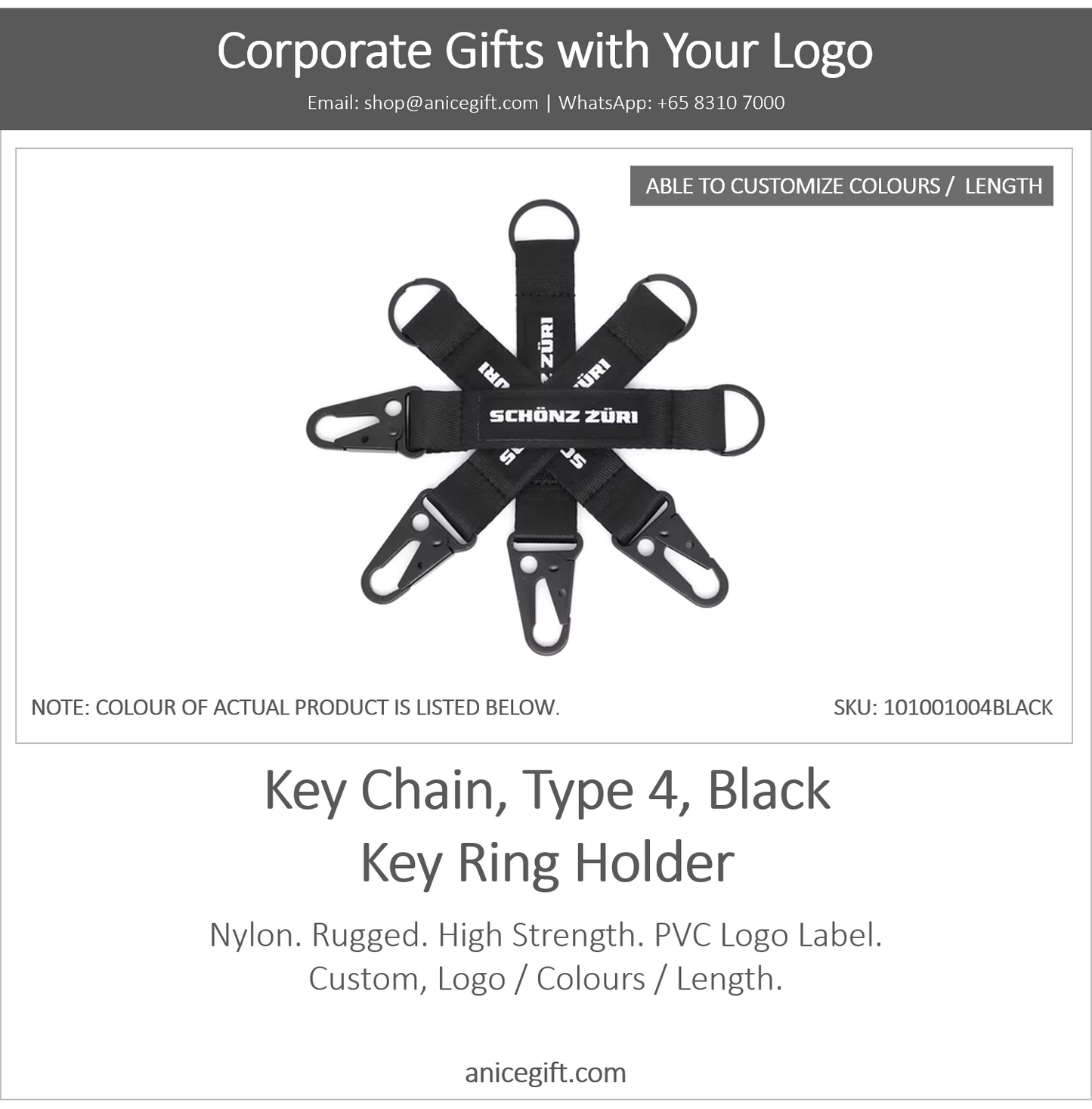 Key Chain, Type 4, Black | Key Ring Holder