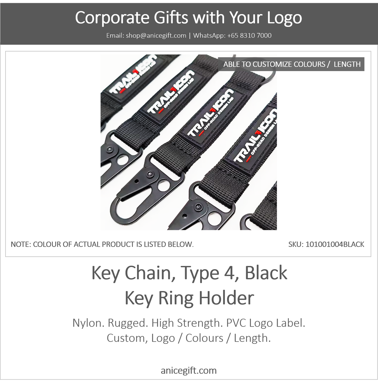 Key Chain, Type 4, Black | Key Ring Holder