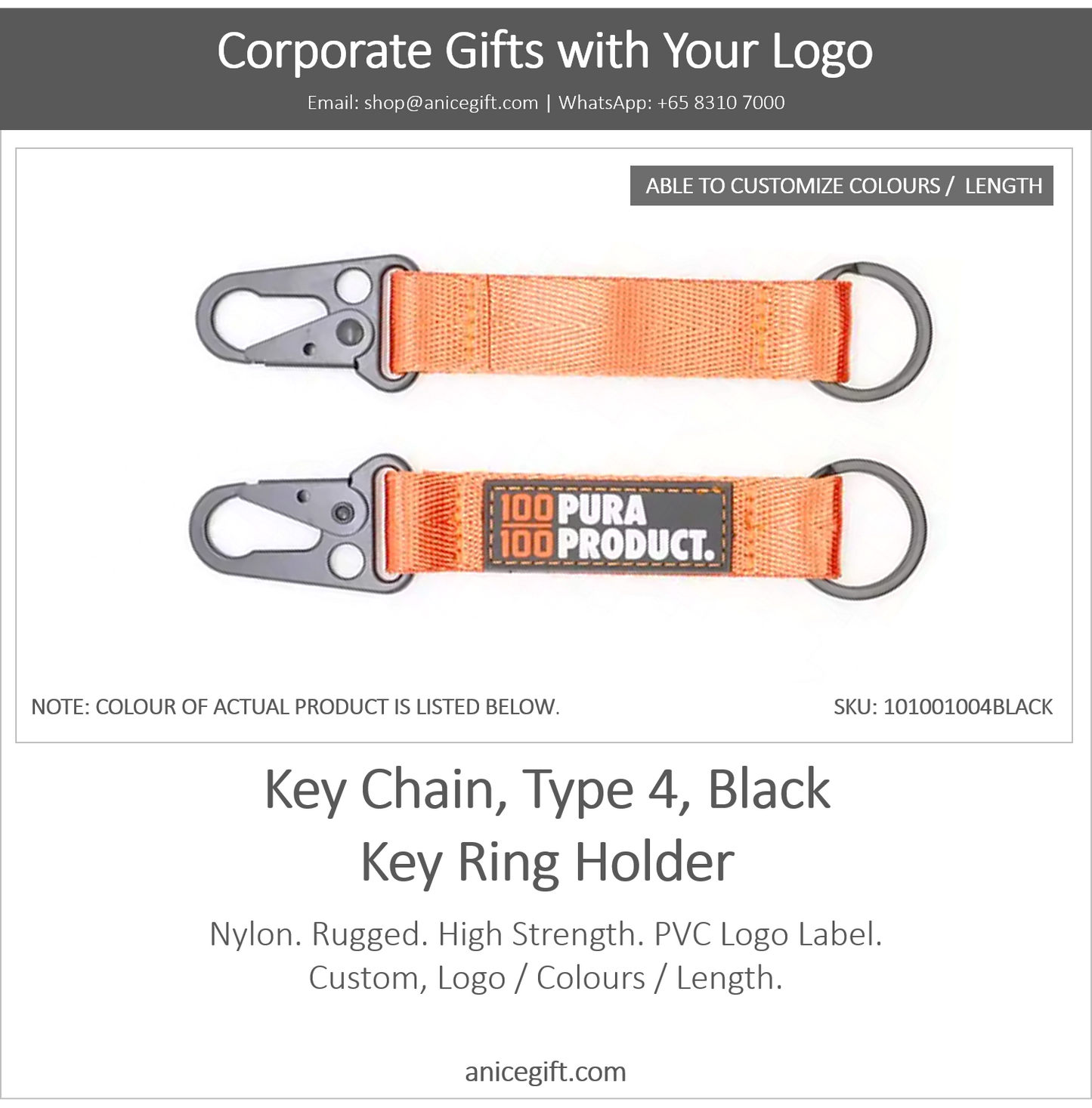 Key Chain, Type 4, Black | Key Ring Holder