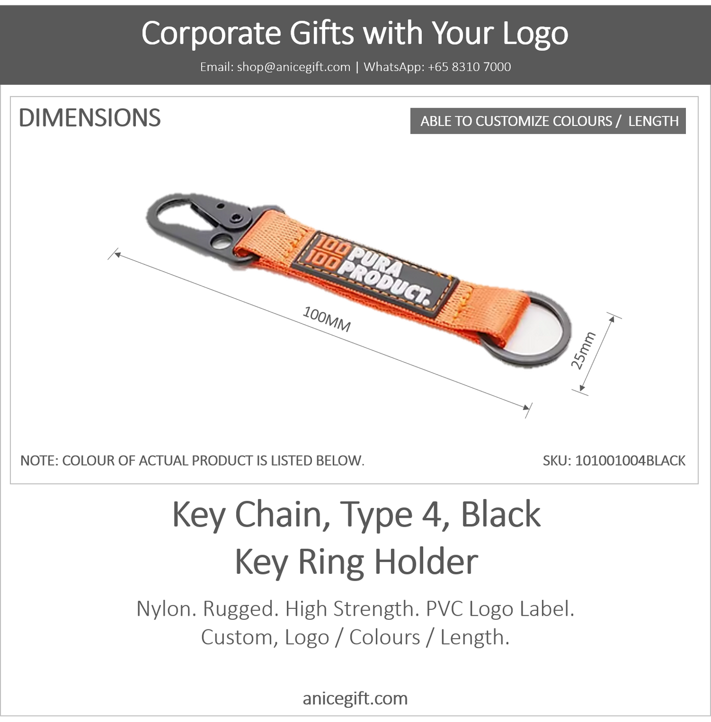 Key Chain, Type 4, Black | Key Ring Holder