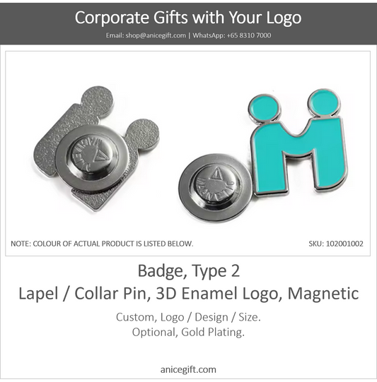 Badge, Type 2 |  Collar Pin / Lapel Pin , 3D Enamel Logo, Magnetic