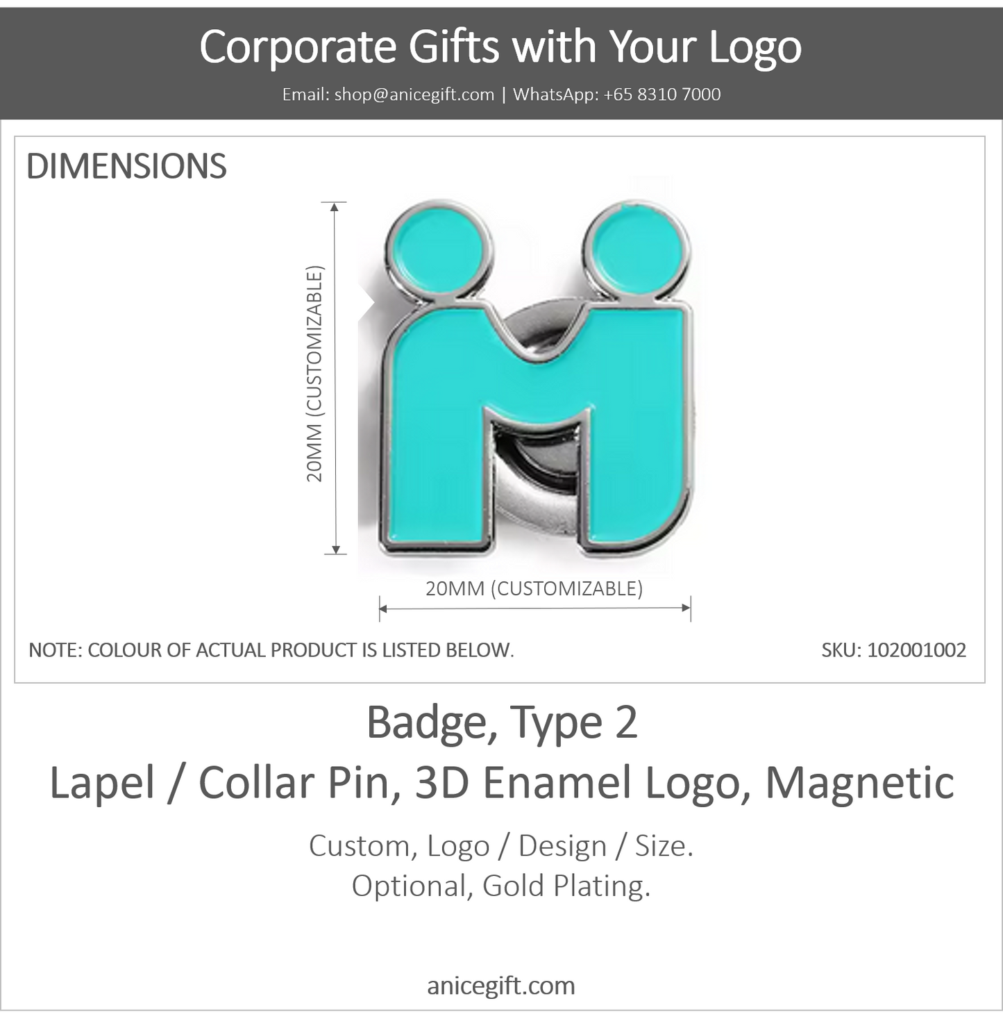 Badge, Type 2 |  Collar Pin / Lapel Pin , 3D Enamel Logo, Magnetic