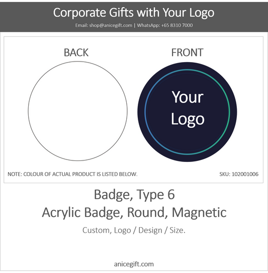 Badge, Type 6 |  Acrylic Name Badge, Round, Magnetic