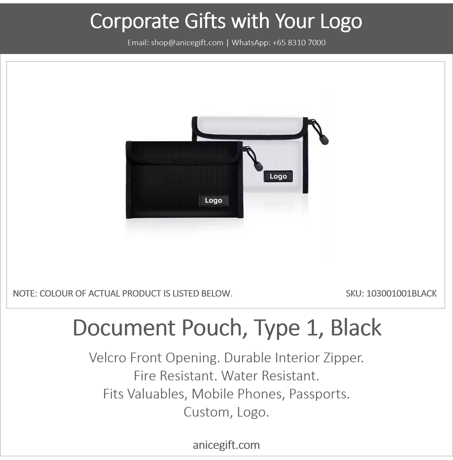 Document Pouch, Type 1, Black