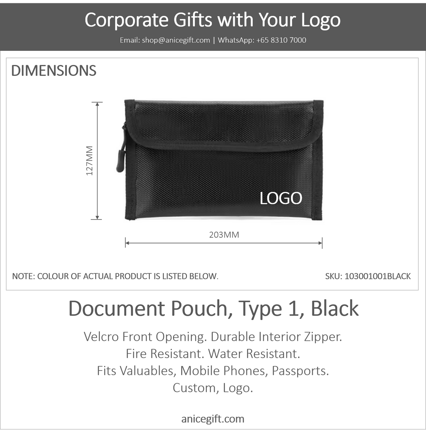 Document Pouch, Type 1, Black