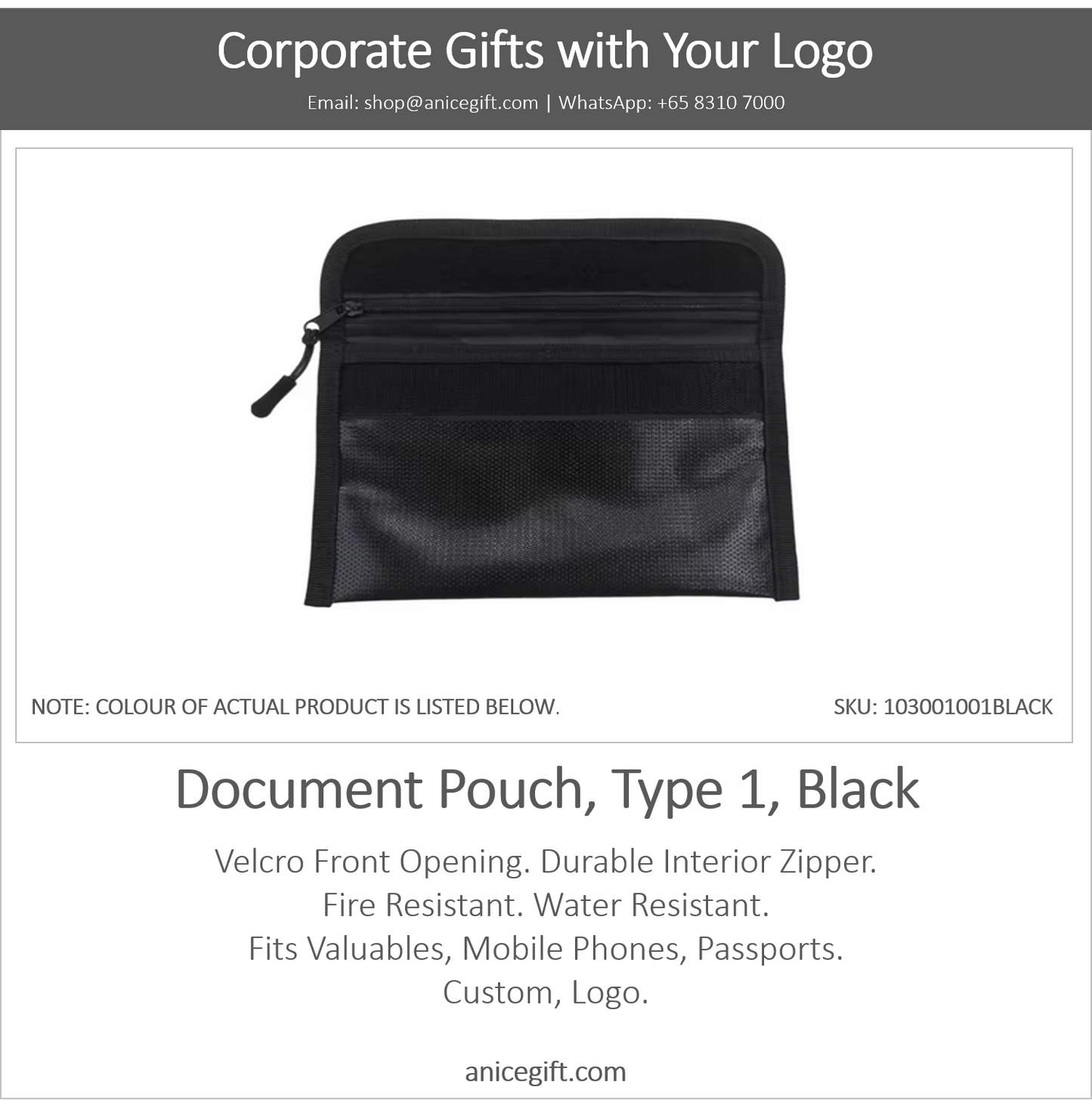 Document Pouch, Type 1, Black
