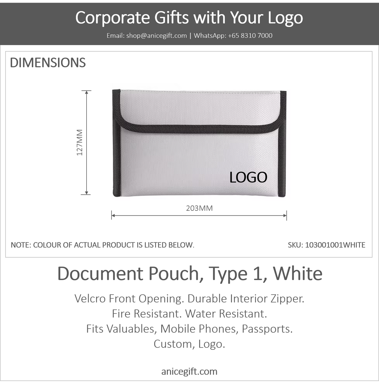 Document Pouch, Type 1, White