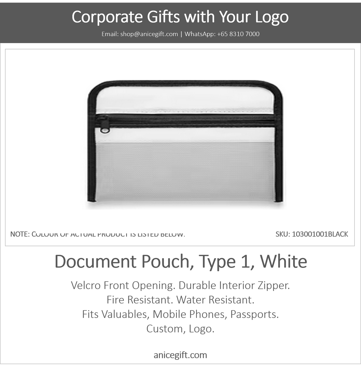 Document Pouch, Type 1, White