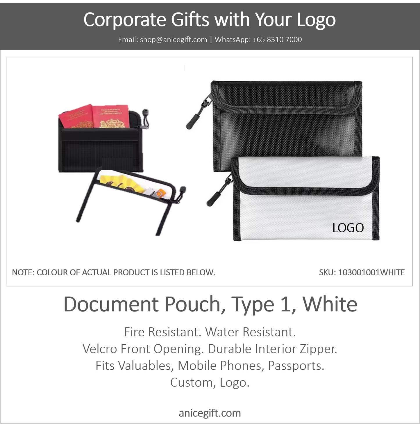 Document Pouch, Type 1, White