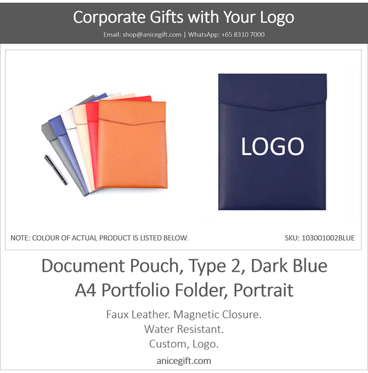 Document Pouch, Type 2, Dark Blue | A4 Portfolio Holder, Portrait
