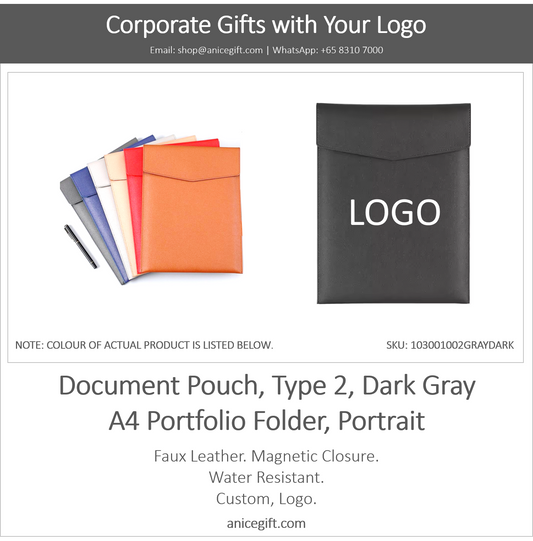 Document Pouch, Type 2, Dark Gray | A4 Portfolio Holder, Portrait