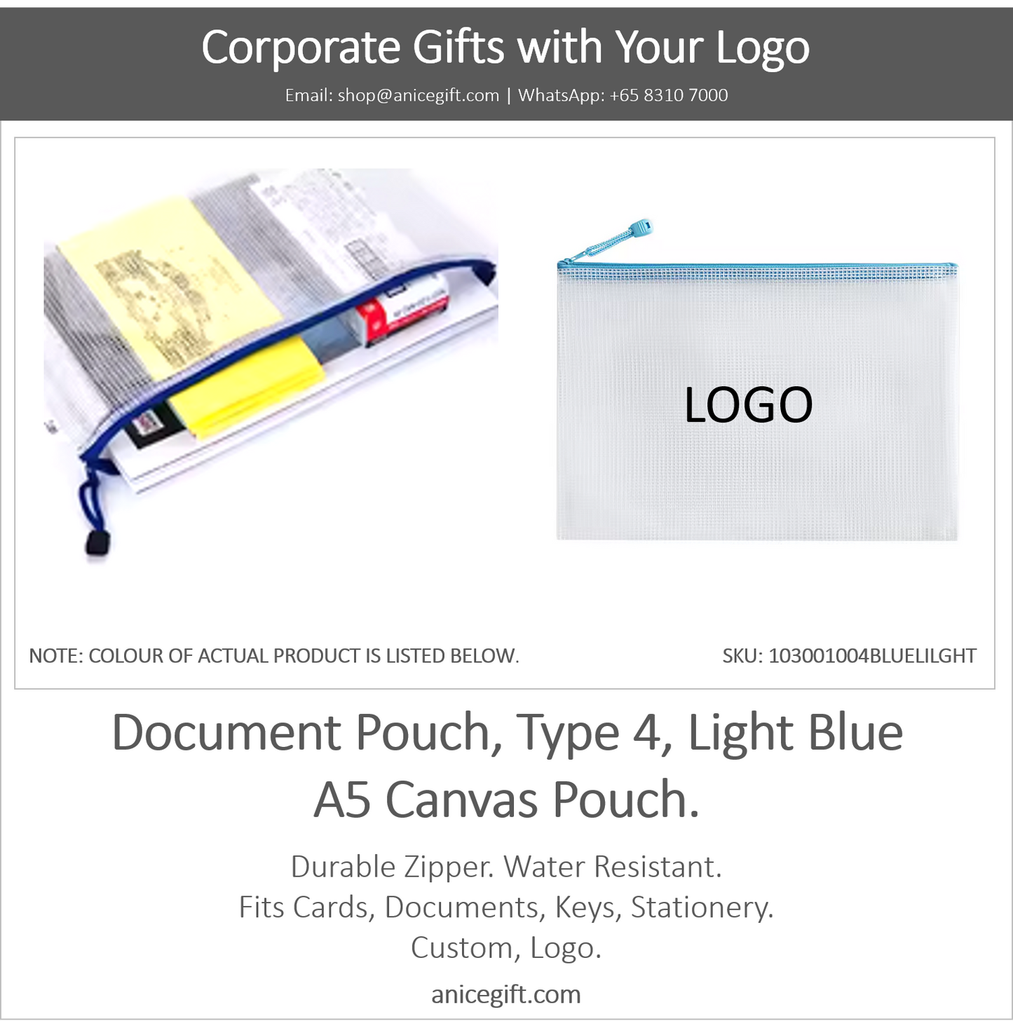 Document Pouch, Type 4, Blue | A5 Canvas Pouch