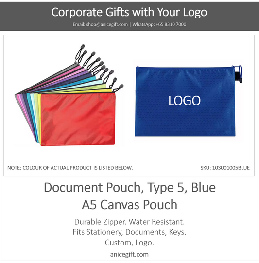 Document Pouch, Type 5, Blue | A5 Canvas Pouch