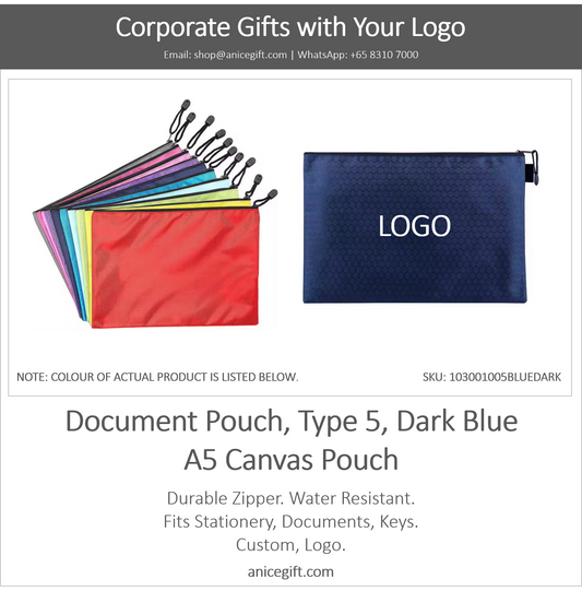 Document Pouch, Type 5, Dark Blue | A5 Canvas Pouch