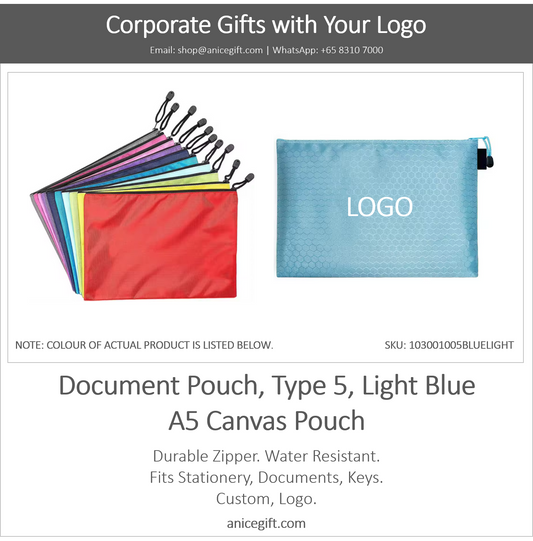 Document Pouch, Type 5, Light Blue | A5 Canvas Pouch