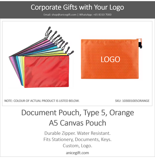 Document Pouch, Type 5, Orange | A5 Canvas Pouch