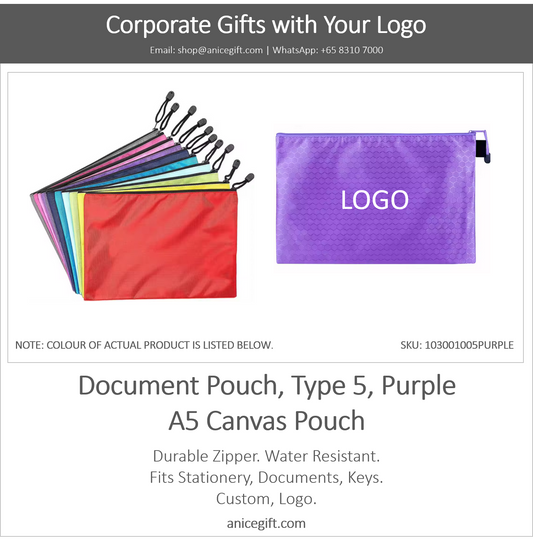 Document Pouch, Type 5, Purple | A5 Canvas Pouch