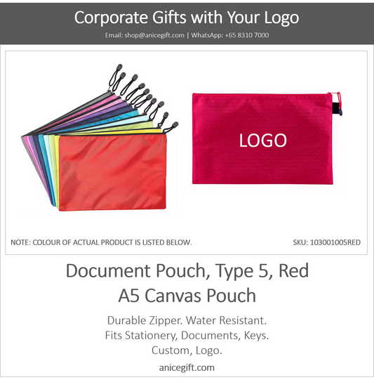 Document Pouch, Type 5, Red | A5 Canvas Pouch