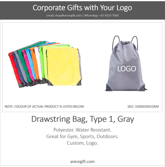 Drawstring Bag, Type 1, Gray