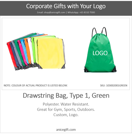 Drawstring Bag, Type 1, Green