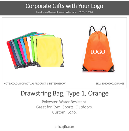 Drawstring Bag, Type 1, Orange