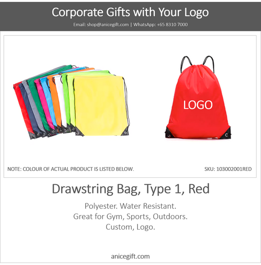 Drawstring Bag, Type 1, Red