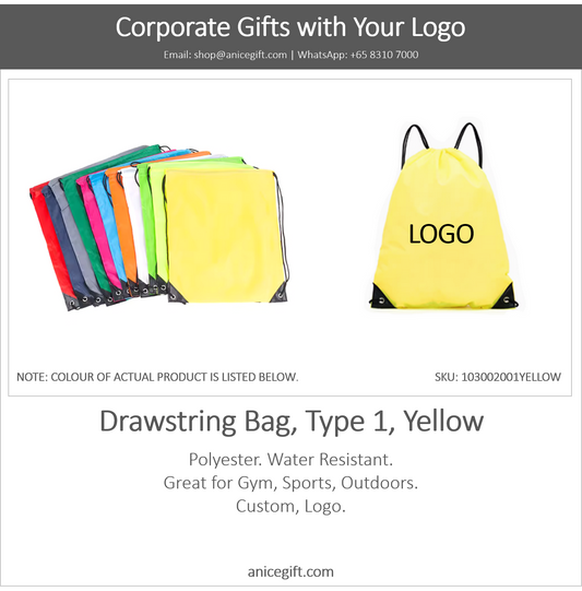 Drawstring Bag, Type 1, Yellow