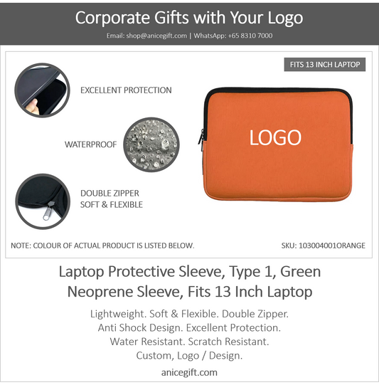 Laptop Protective Sleeve, Type 1, Orange | Neoprene Sleeve, Fits 13 Inch Laptop