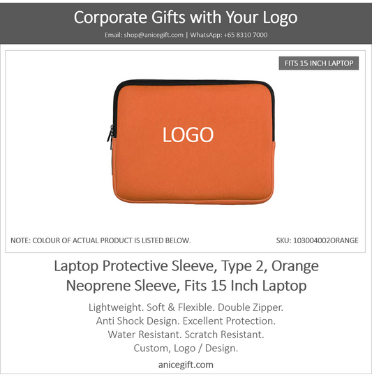 Laptop Protective Sleeve, Type 2, Orange | Neoprene Sleeve, Fits 15 Inch Laptop