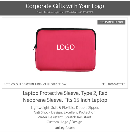 Laptop Protective Sleeve, Type 2, Red | Neoprene Sleeve, Fits 15 Inch Laptop