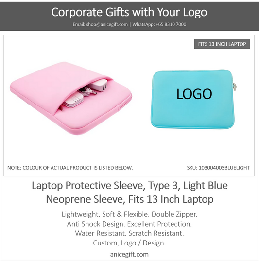 Laptop Protective Sleeve, Type 3, Light Blue | Neoprene Sleeve, Fits 13 Inch Laptop