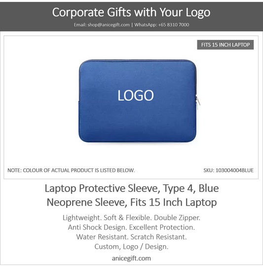 Laptop Protective Sleeve, Type 4, Blue | Neoprene Sleeve, Fits 15 Inch Laptop