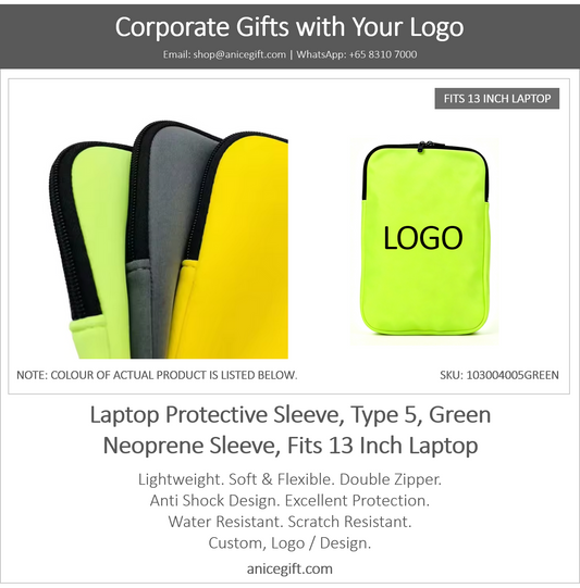 Laptop Protective Sleeve, Type 5, Green | Neoprene Sleeve, Fits 13 Inch Laptop
