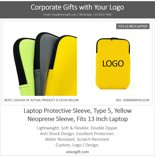 Laptop Protective Sleeve, Type 5, Yellow | Neoprene Sleeve, Fits 13 Inch Laptop
