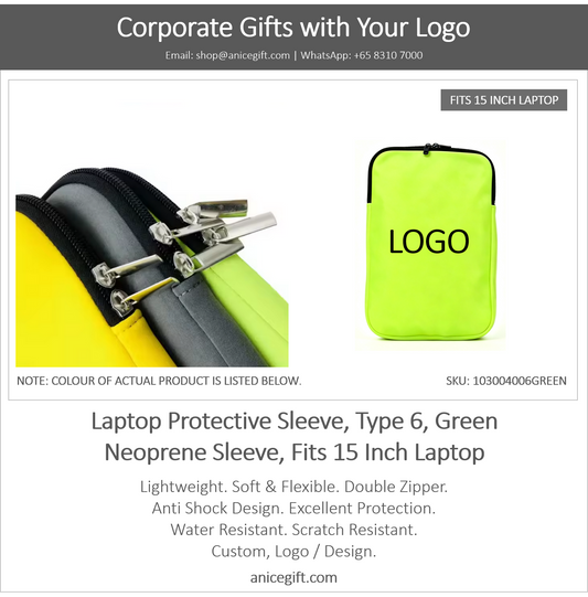 Laptop Protective Sleeve, Type 6, Green | Neoprene Sleeve, Fits 15 Inch Laptop
