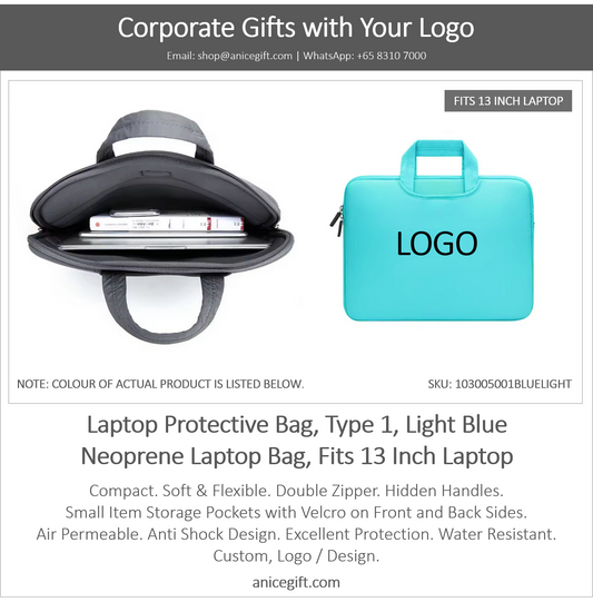 Laptop Protective Bag, Type 1, Light Blue | Neoprene Laptop Bag, Fits 13 Inch Laptop