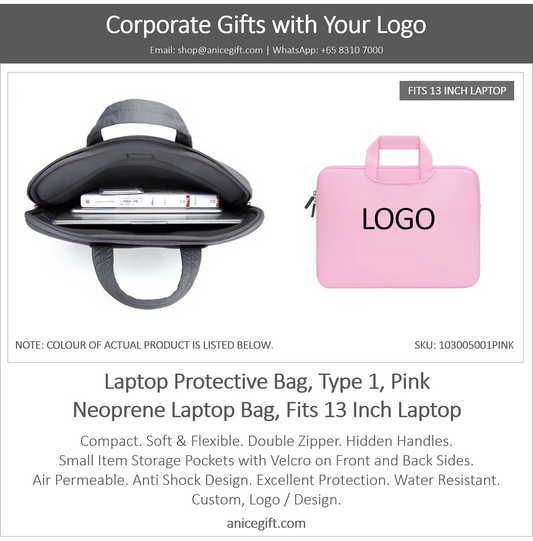 Laptop Protective Bag, Type 1, Pink | Neoprene Laptop Bag, Fits 13 Inch Laptop