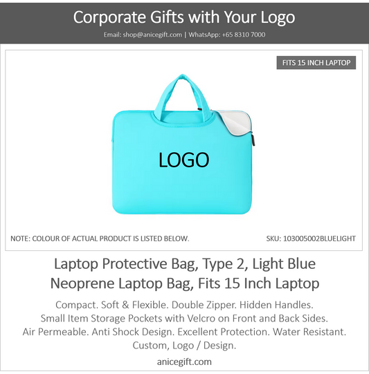 Laptop Protective Bag, Type 2, Light Blue | Neoprene Laptop Bag, Fits 15 Inch Laptop