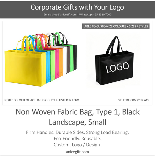 Non Woven Fabric Bag, Type 1, Black | Landscape, Small