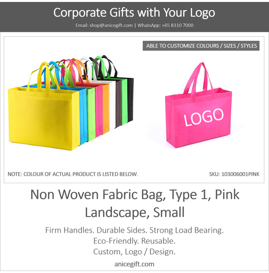 Non Woven Fabric Bag, Type 1, Pink | Landscape, Small