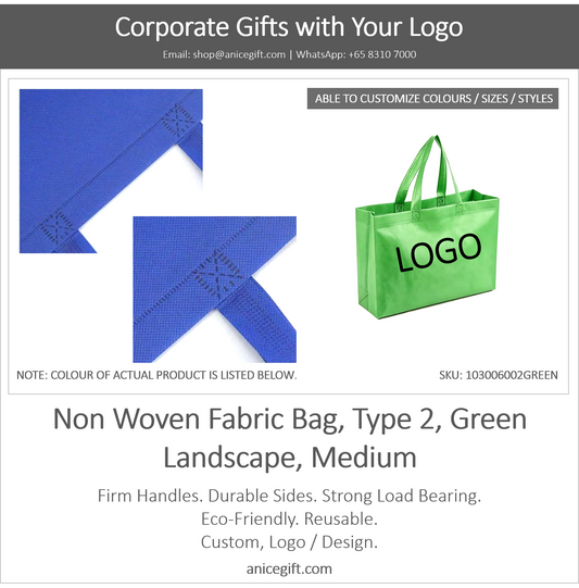 Non Woven Fabric Bag, Type 2, Green | Landscape, Medium
