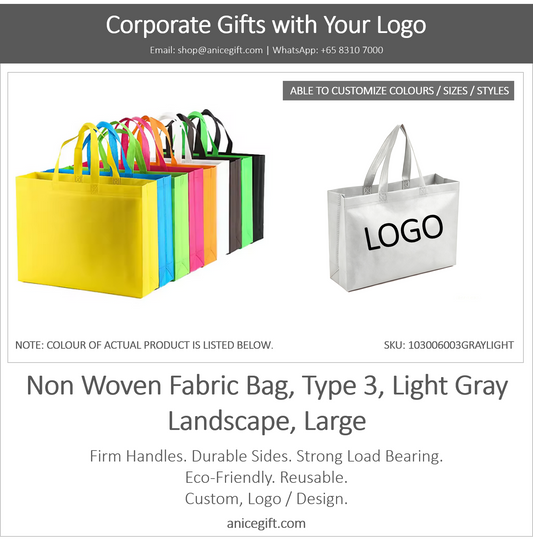 Non Woven Fabric Bag, Type 3, Light Gray | Landscape, Large