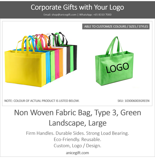 Non Woven Fabric Bag, Type 3, Green | Landscape, Large