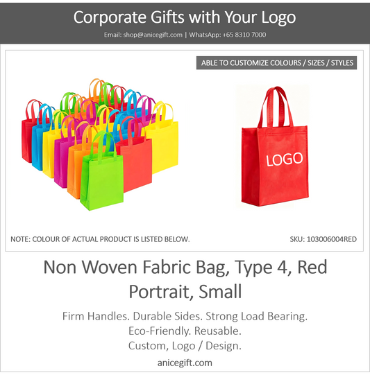 Non Woven Fabric Bag, Type 4, Red | Portrait, Small