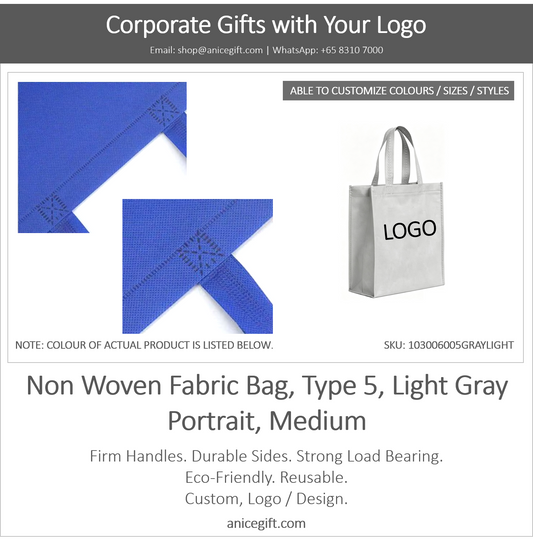 Non Woven Fabric Bag, Type 5, Light Gray | Portrait, Medium