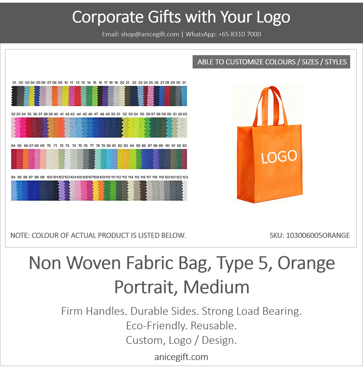 Non Woven Fabric Bag, Type 5, Orange | Portrait, Medium