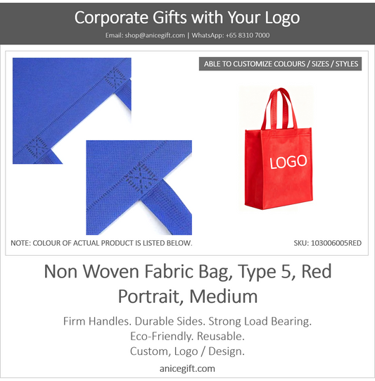Non Woven Fabric Bag, Type 5, Red | Portrait, Medium