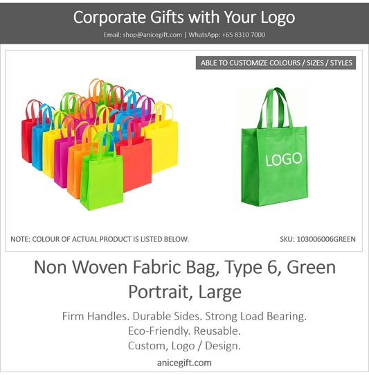 Non Woven Fabric Bag, Type 6, Green | Portrait, Large