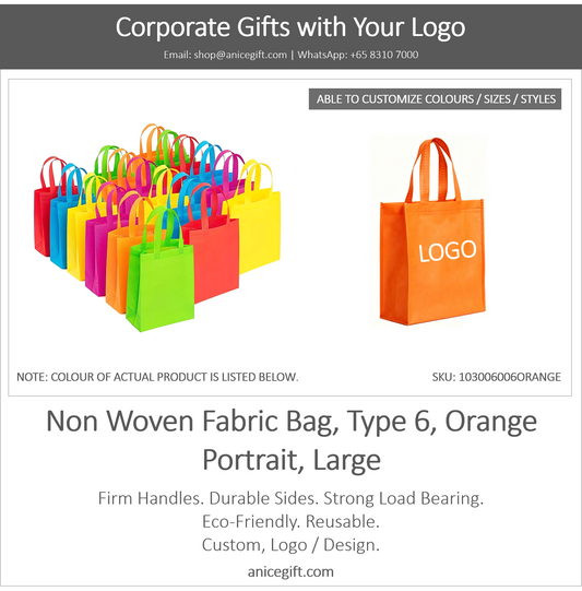 Non Woven Fabric Bag, Type 6, Orange | Portrait, Large
