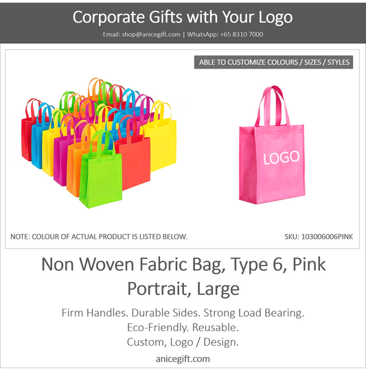 Non Woven Fabric Bag, Type 6, Pink | Portrait, Large